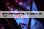 辽宁抖音号代运营哪家有名（大连抖音代运营公司）