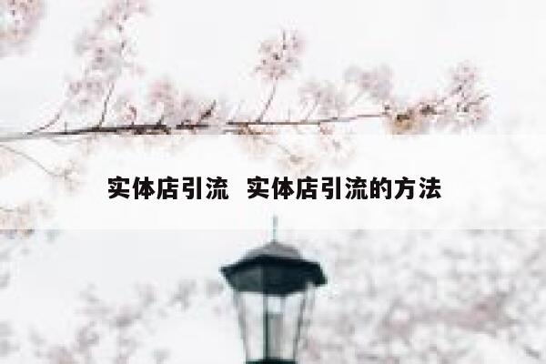 实体店引流  实体店引流的方法