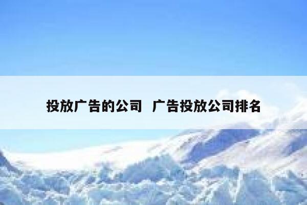投放广告的公司  广告投放公司排名