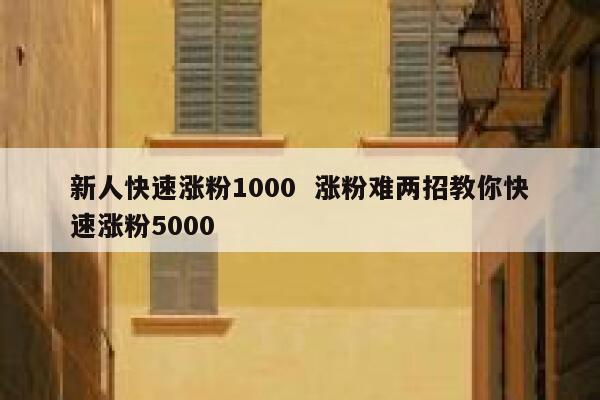 新人快速涨粉1000  涨粉难两招教你快速涨粉5000