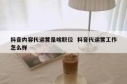 抖音内容代运营是啥职位  抖音代运营工作怎么样