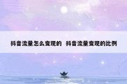 抖音流量怎么变现的  抖音流量变现的比例