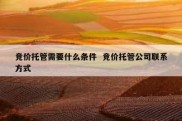 竞价托管需要什么条件  竞价托管公司联系方式