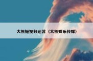 大熊短视频运营（大熊娱乐传媒）