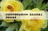 抖音如何涨粉丝到1000  怎么让抖音上的粉丝增多
