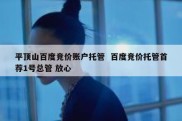 平顶山百度竞价账户托管  百度竞价托管首荐1号总管 放心