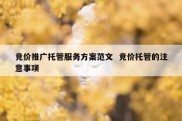 竞价推广托管服务方案范文  竞价托管的注意事项