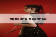 想加盟代理广告  加盟代理广告词