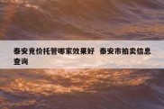 泰安竞价托管哪家效果好  泰安市拍卖信息查询