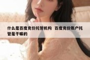 什么是百度竞价托管机构  百度竞价账户托管是干嘛的