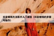 抖音赚钱方法新手入门课程（抖音赚钱的步骤与操作）