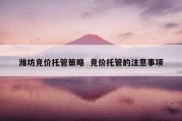 潍坊竞价托管策略  竞价托管的注意事项