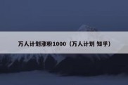 万人计划涨粉1000（万人计划 知乎）