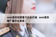 sem竞价托管是个什么行业  sem竞价推广是什么意思