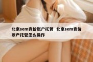 北京sem竞价账户托管  北京sem竞价账户托管怎么操作