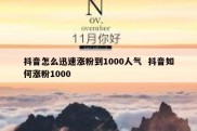 抖音怎么迅速涨粉到1000人气  抖音如何涨粉1000