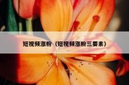 短视频涨粉（短视频涨粉三要素）
