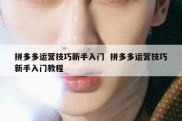 拼多多运营技巧新手入门  拼多多运营技巧新手入门教程