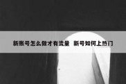 新账号怎么做才有流量  新号如何上热门