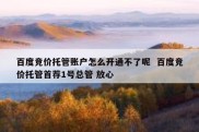 百度竞价托管账户怎么开通不了呢  百度竞价托管首荐1号总管 放心