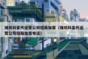 潍坊抖音代运营公司招商加盟（潍坊抖音代运营公司招商加盟电话）