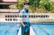 百度竞价为什么托管  百度竞价托管首荐1号总管 放心