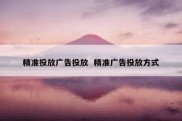 精准投放广告投放  精准广告投放方式