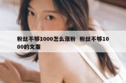 粉丝不够1000怎么涨粉  粉丝不够1000的文案