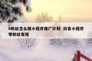 0粉丝怎么做小程序推广计划  抖音小程序零粉丝变现