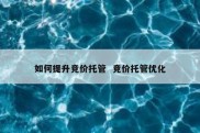 如何提升竞价托管  竞价托管优化