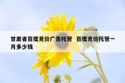 甘肃省百度竞价广告托管  百度竞价托管一月多少钱