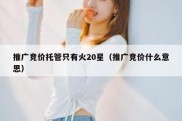 推广竞价托管只有火20星（推广竞价什么意思）