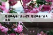 短视频dy推广竞价运营  短视频推广什么意思