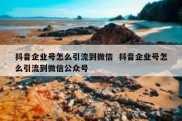 抖音企业号怎么引流到微信  抖音企业号怎么引流到微信公众号