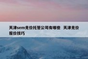 天津sem竞价托管公司有哪些  天津竞价报价技巧