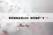 如何涨粉丝到1000  如何涨粉一千