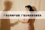 广告公司用户运营  广告公司运营方案范文