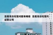 百度竞价托管问题有哪些  百度竞价托管代运营公司