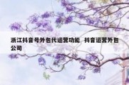 浙江抖音号外包代运营功能  抖音运营外包公司