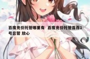 百度竞价托管哪里有  百度竞价托管首荐1号总管 放心