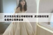 武汉竞价托管公司哪家好些  武汉股权托管交易中心挂牌企业