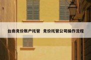 台南竞价账户托管  竞价托管公司操作流程