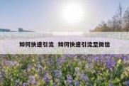 如何快速引流  如何快速引流至微信