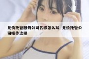 竞价托管服务公司名称怎么写  竞价托管公司操作流程