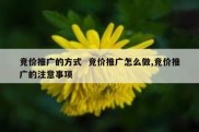 竞价推广的方式  竞价推广怎么做,竞价推广的注意事项