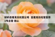 好的百度竞价托管公司  百度竞价托管首荐1号总管 放心