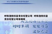 呼和浩特抖音竞价托管公司  呼和浩特抖音竞价托管公司有哪些