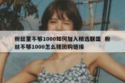 粉丝量不够1000如何加入精选联盟  粉丝不够1000怎么挂团购链接