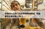 抖加dou上热门怎么投放精准粉丝  抖加要怎么投才能上热门