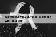 淘宝联盟新手怎样去推广赚钱  淘宝联盟怎么推广赚钱 app